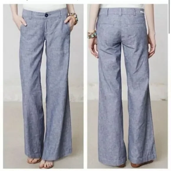 Anthropologie Pilcro and The Letterpress Linen Blend Wide Leg Pants 4 - Picture 1 of 11